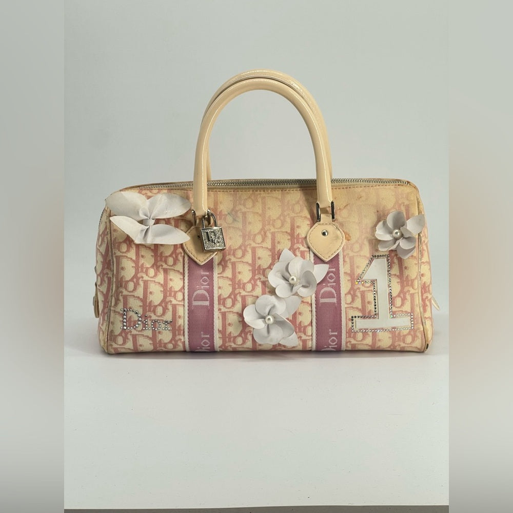 Christian Dior Girly Boston Bag Featuring The Diorissimo Canvas Pattern Bag