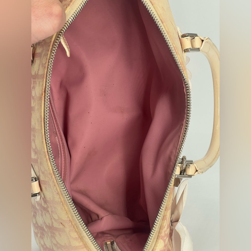 Christian Dior Girly Boston Bag Featuring The Diorissimo Canvas Pattern Bag