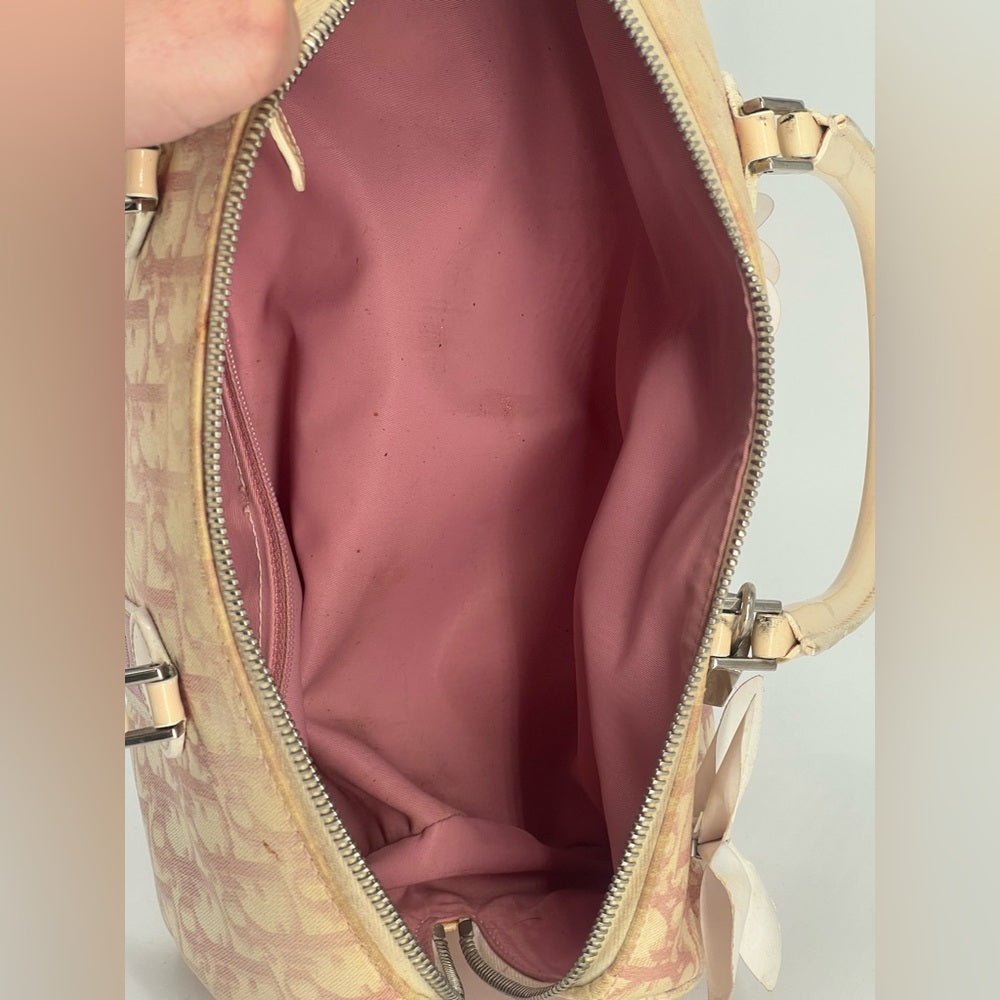 Christian Dior Girly Boston Bag Featuring The Diorissimo Canvas Pattern Bag