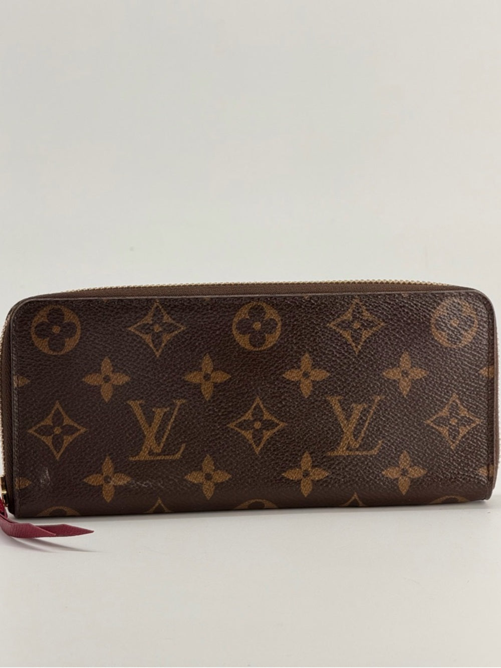 Louis Vuitton Clemence Wallet Brown Monogram Canvas & Fuchsia Leather