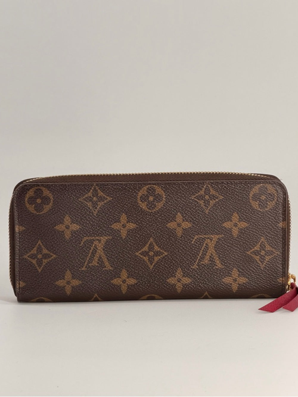 Louis Vuitton Clemence Wallet Brown Monogram Canvas & Fuchsia Leather