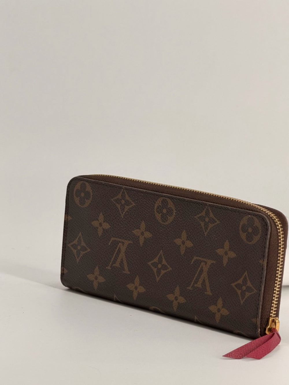 Louis Vuitton Clemence Wallet Brown Monogram Canvas & Fuchsia Leather