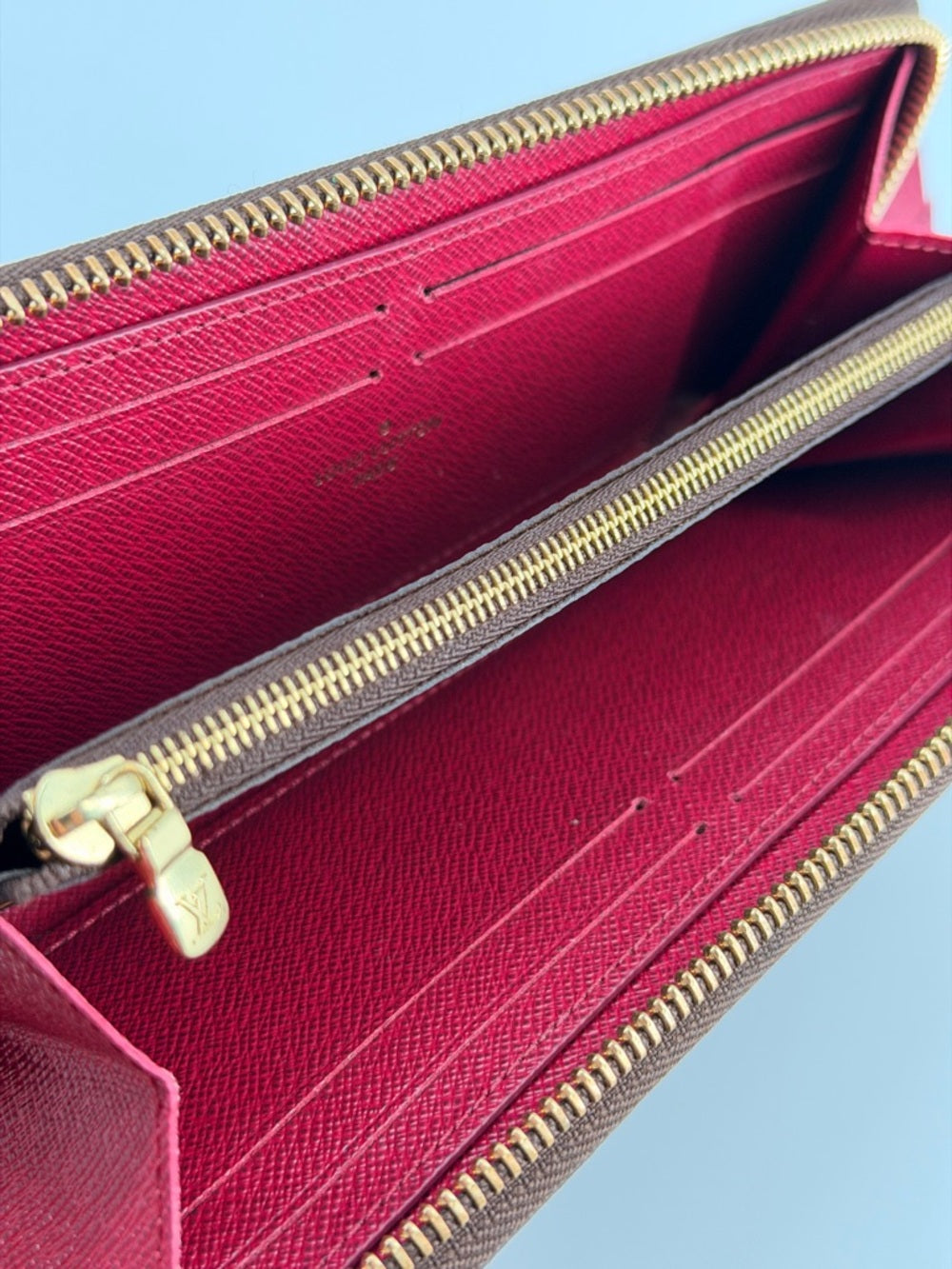 Louis Vuitton Clemence Wallet Brown Monogram Canvas & Fuchsia Leather