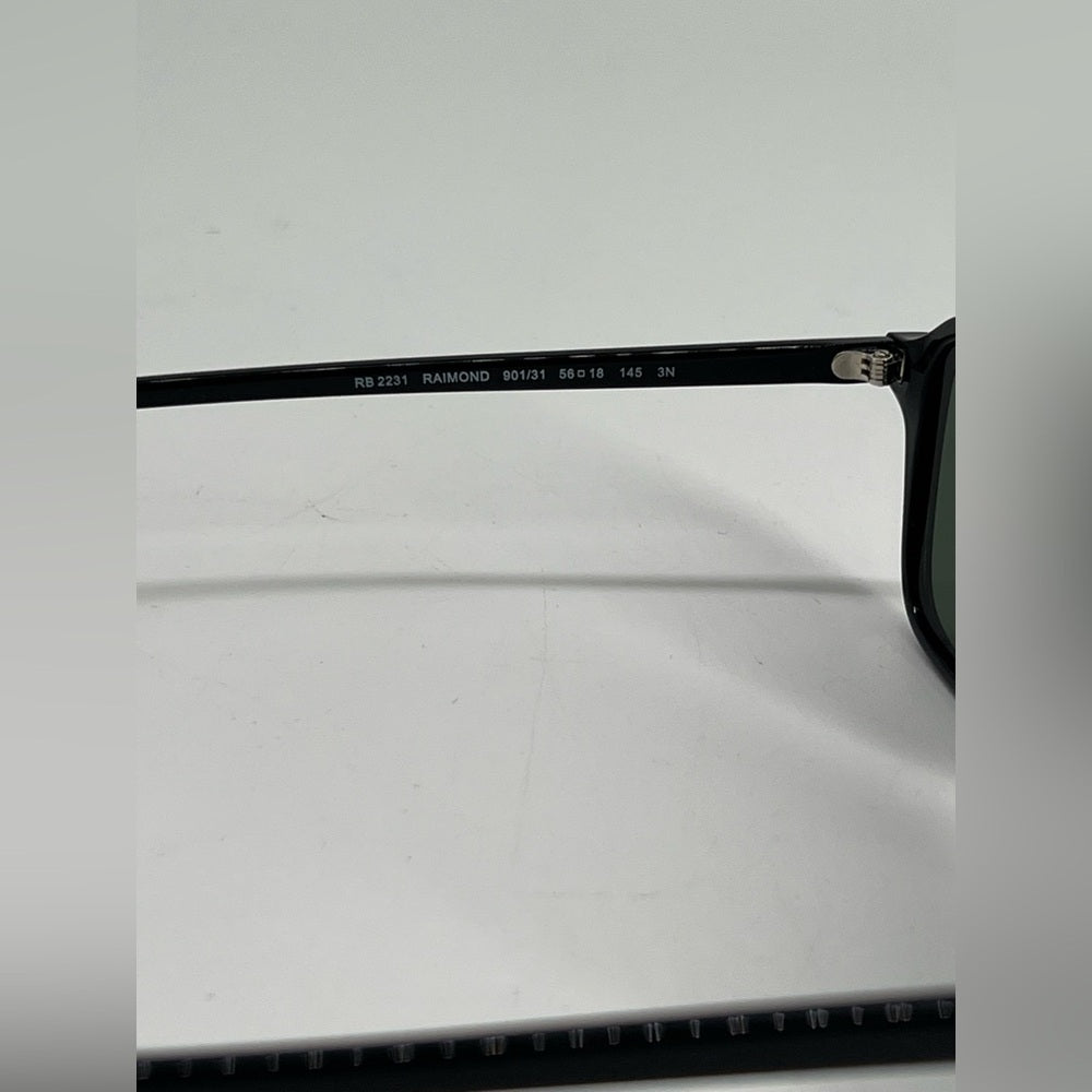 Ray-Ban Raimond RB2231 Sunglasses Featuring A Black Frame and Green Lenses 56x18