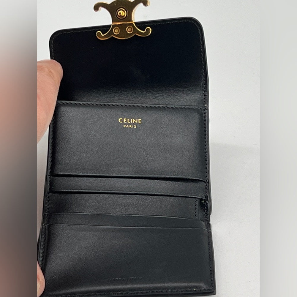 Celine Wallet With Coin Triomphe In Black Leather