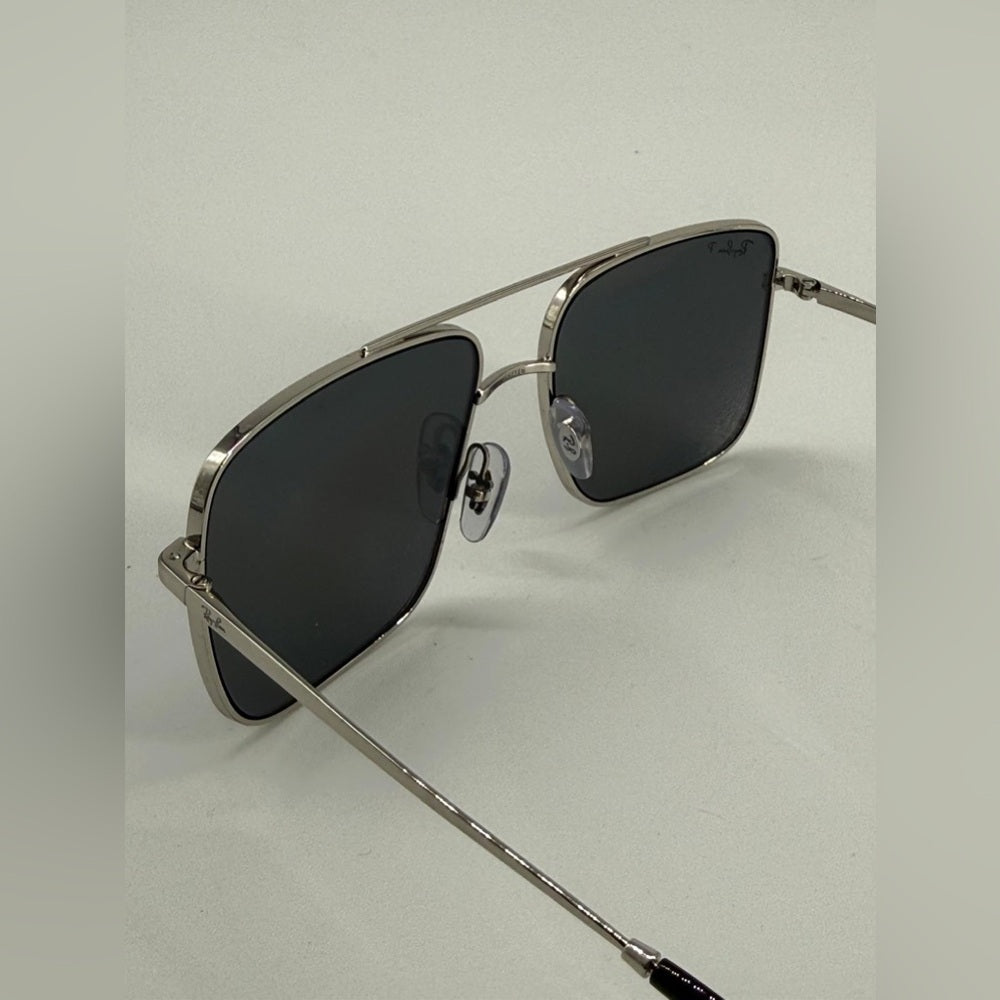 RAY-BAN Ari 56-16 Silver Frame/Blue Polarized Lenses Sunglasses