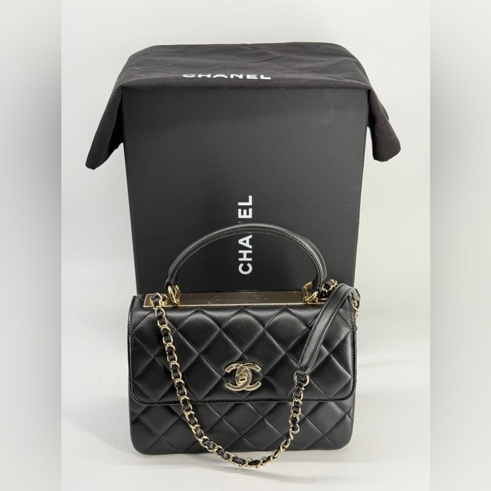 Chanel Trendy CC Small Black Lambskin Top Handle Shoulder Bag