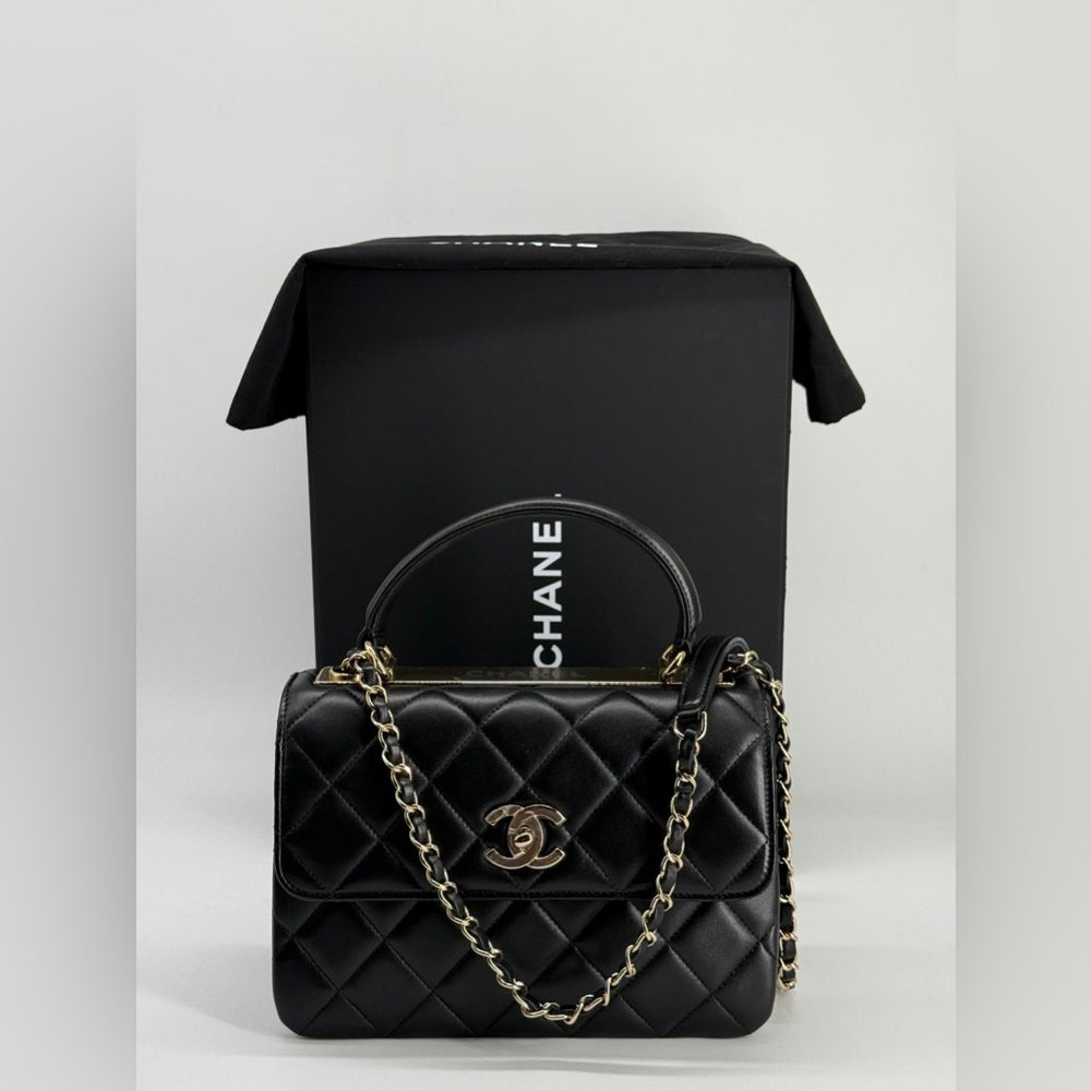 Chanel Trendy CC Small Black Lambskin Top Handle Shoulder Bag