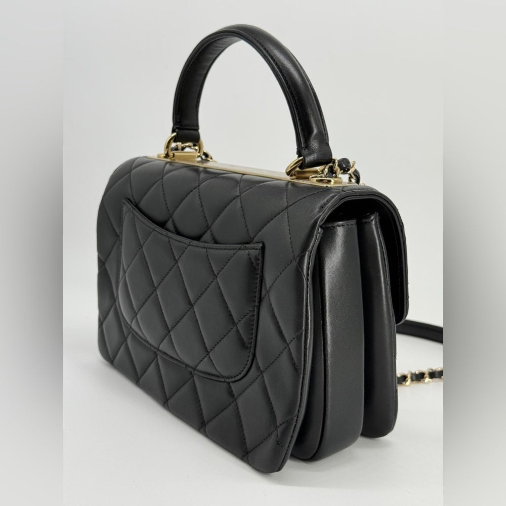 Chanel Trendy CC Small Black Lambskin Top Handle Shoulder Bag