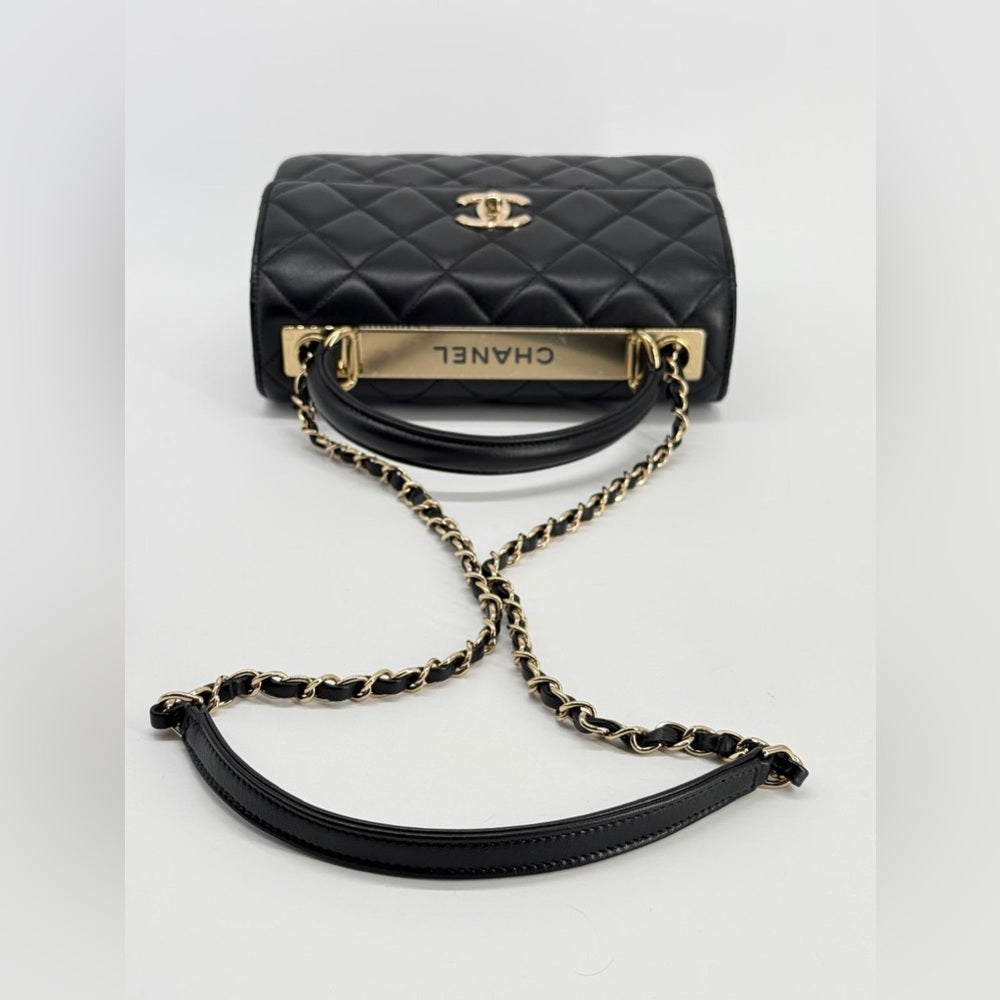 Chanel Trendy CC Small Black Lambskin Top Handle Shoulder Bag
