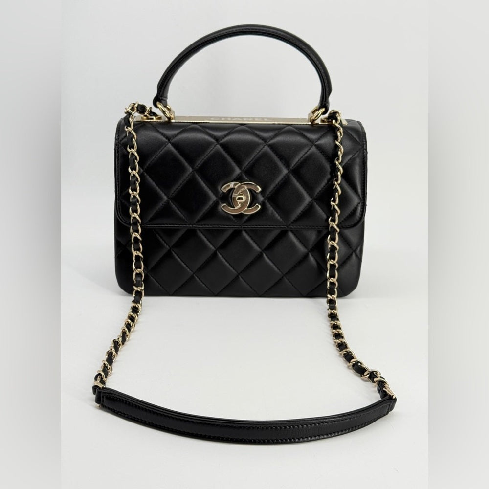 Chanel Trendy CC Small Black Lambskin Top Handle Shoulder Bag