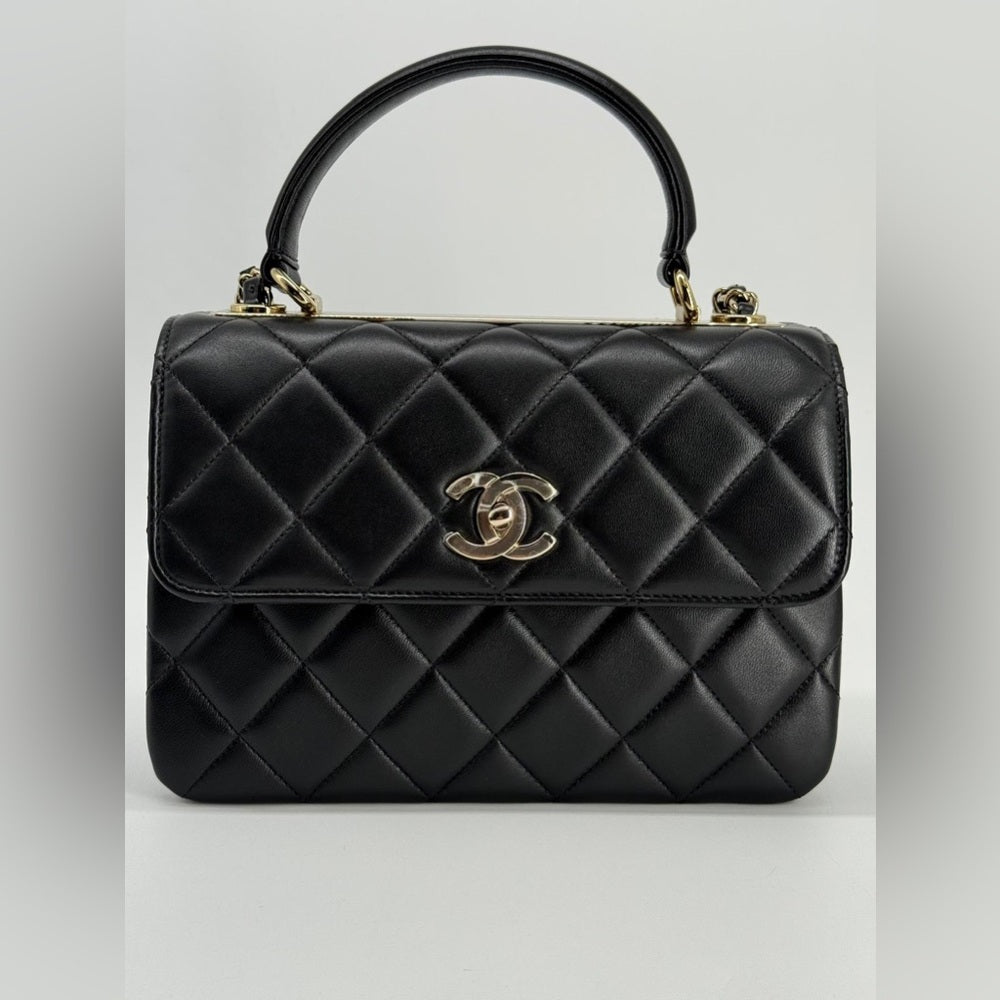 Chanel Trendy CC Small Black Lambskin Top Handle Bag