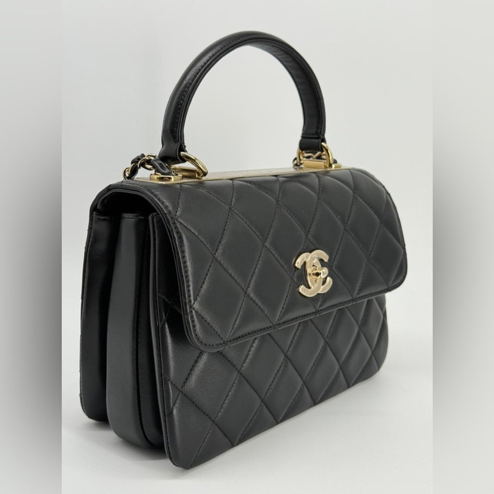 Chanel Trendy CC Small Black Lambskin Top Handle Bag