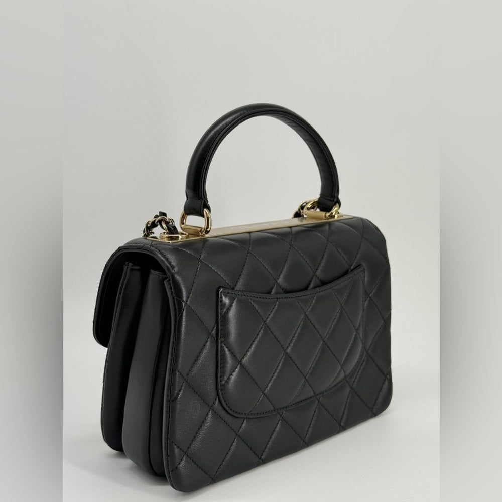 Chanel Trendy CC Small Black Lambskin Top Handle Bag
