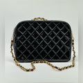 Chanel Vintage Large Lunch Box Quilted Patent Leather Bag