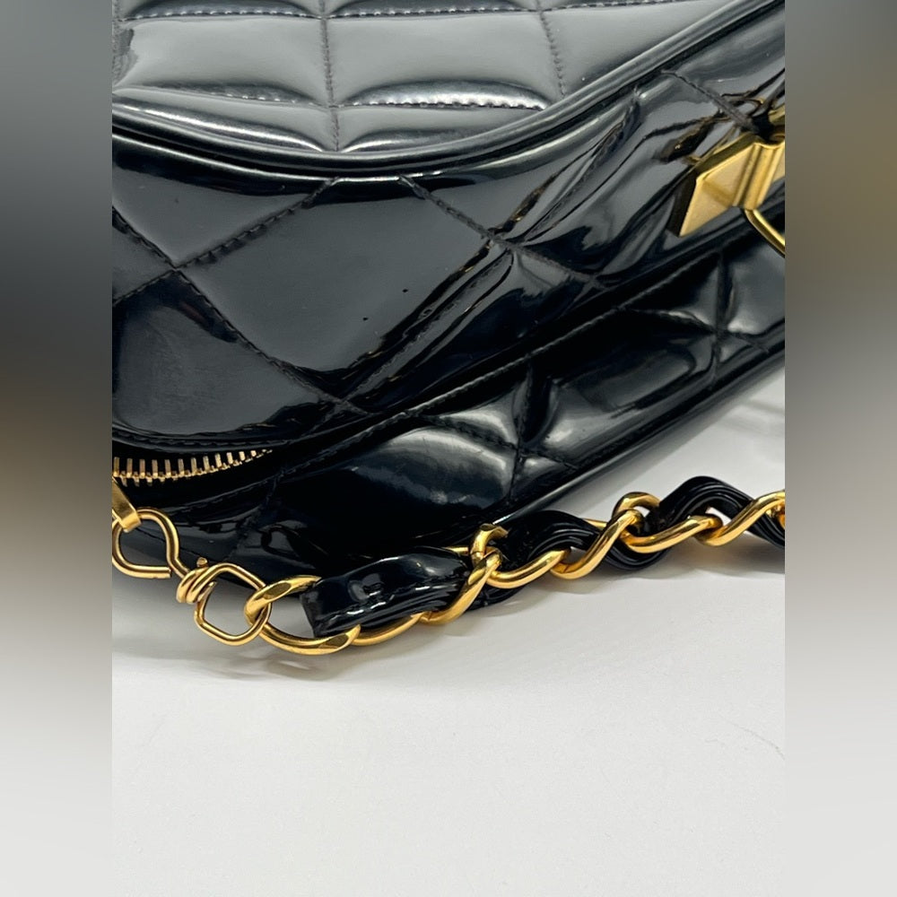 Chanel Vintage Large Lunch Box Quilted Patent Leather Bag