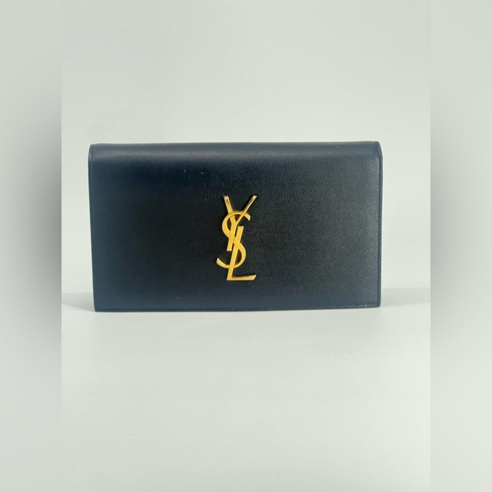 Saint Laurent Kate Monogram Black Leather Clutch