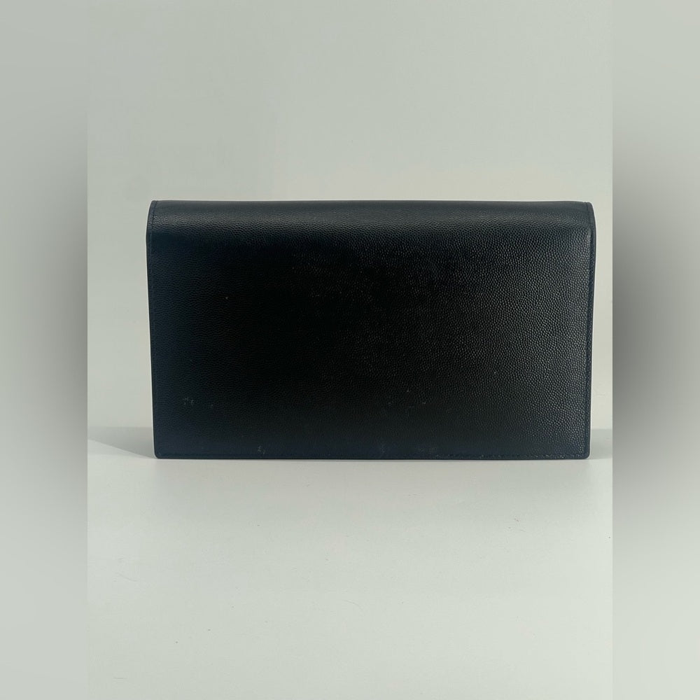 Saint Laurent Kate Monogram Black Leather Clutch