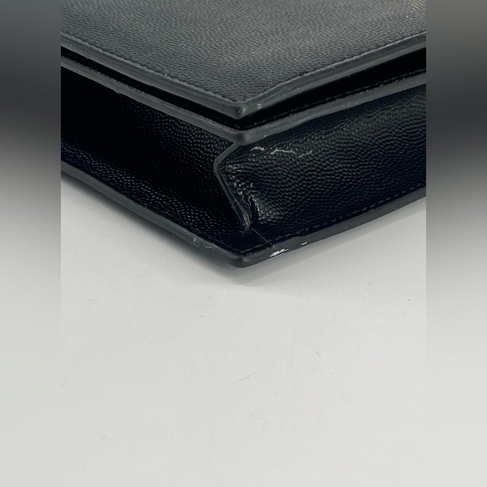 Saint Laurent Kate Monogram Black Leather Clutch
