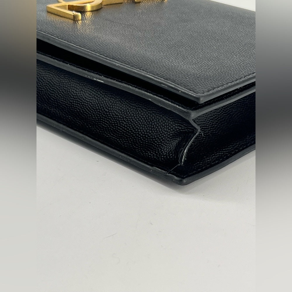 Saint Laurent Kate Monogram Black Leather Clutch