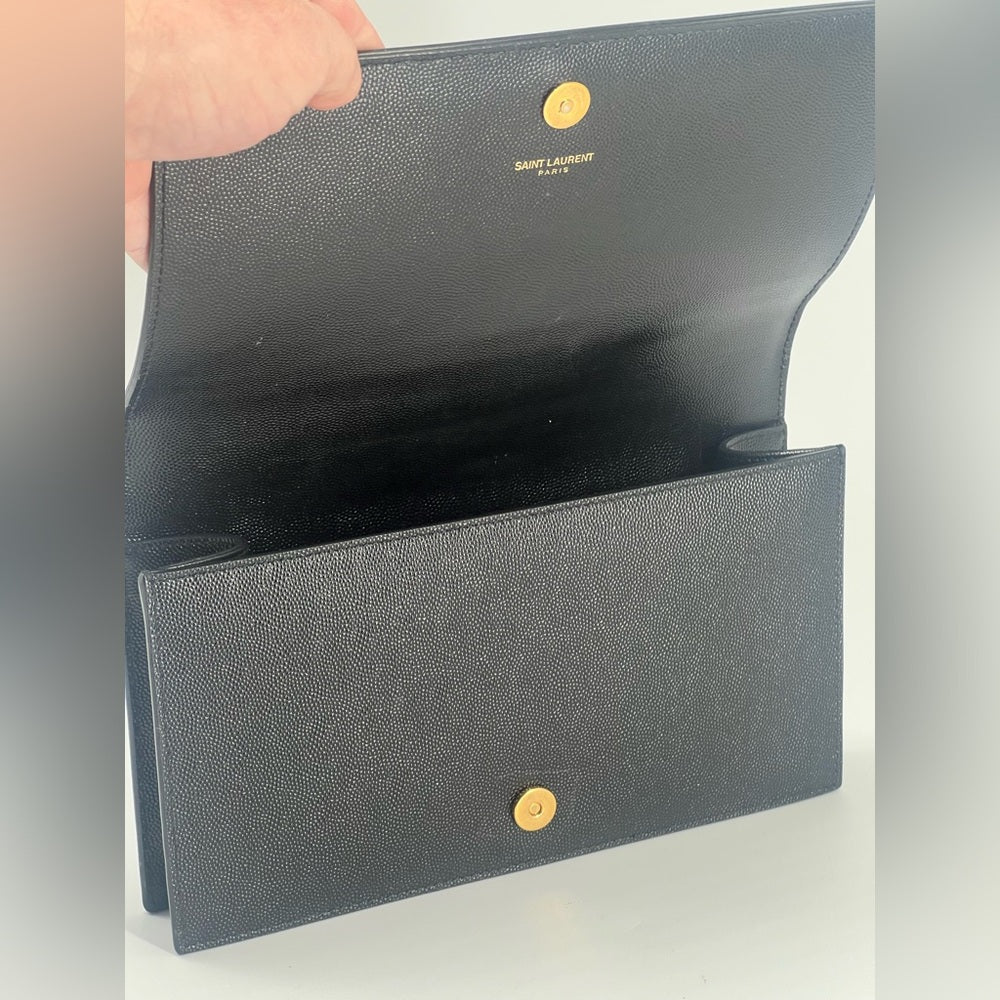 Saint Laurent Kate Monogram Black Leather Clutch
