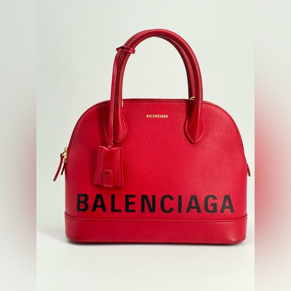 Balenciaga Ville Red Leather Top Handle Bag