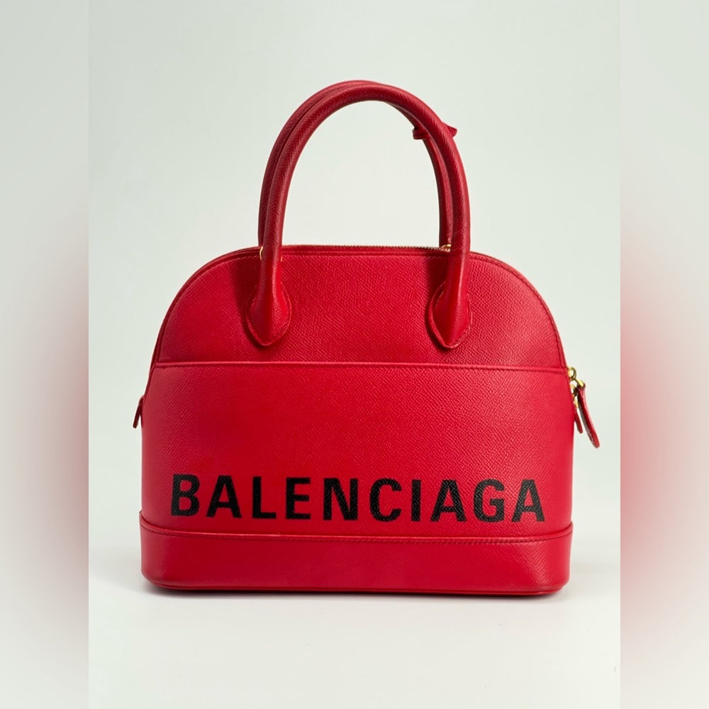 Balenciaga Ville Red Leather Top Handle Bag