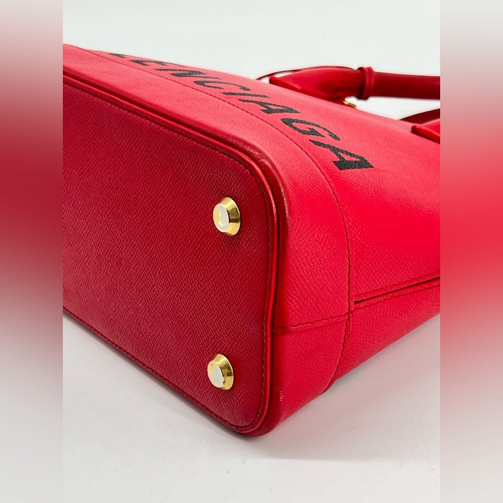 Balenciaga Ville Red Leather Top Handle Bag