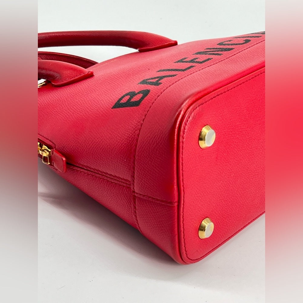 Balenciaga Ville Red Leather Top Handle Bag