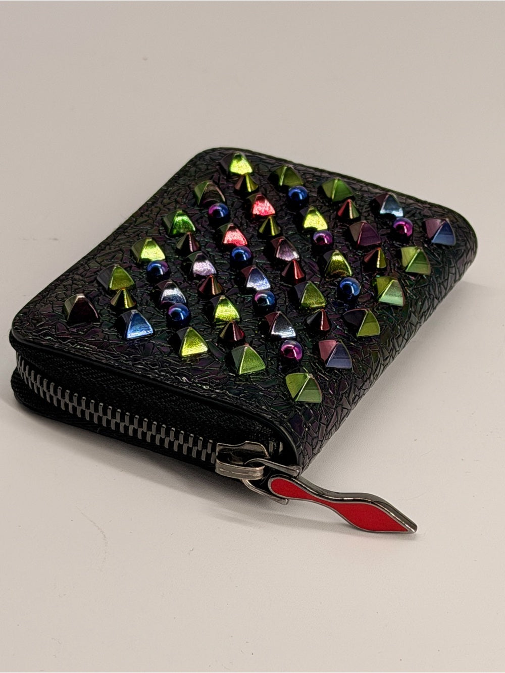 Christian Louboutin Wallet card studded leather black multicolor
