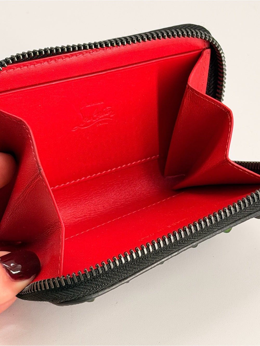 Christian Louboutin Wallet card studded leather black multicolor
