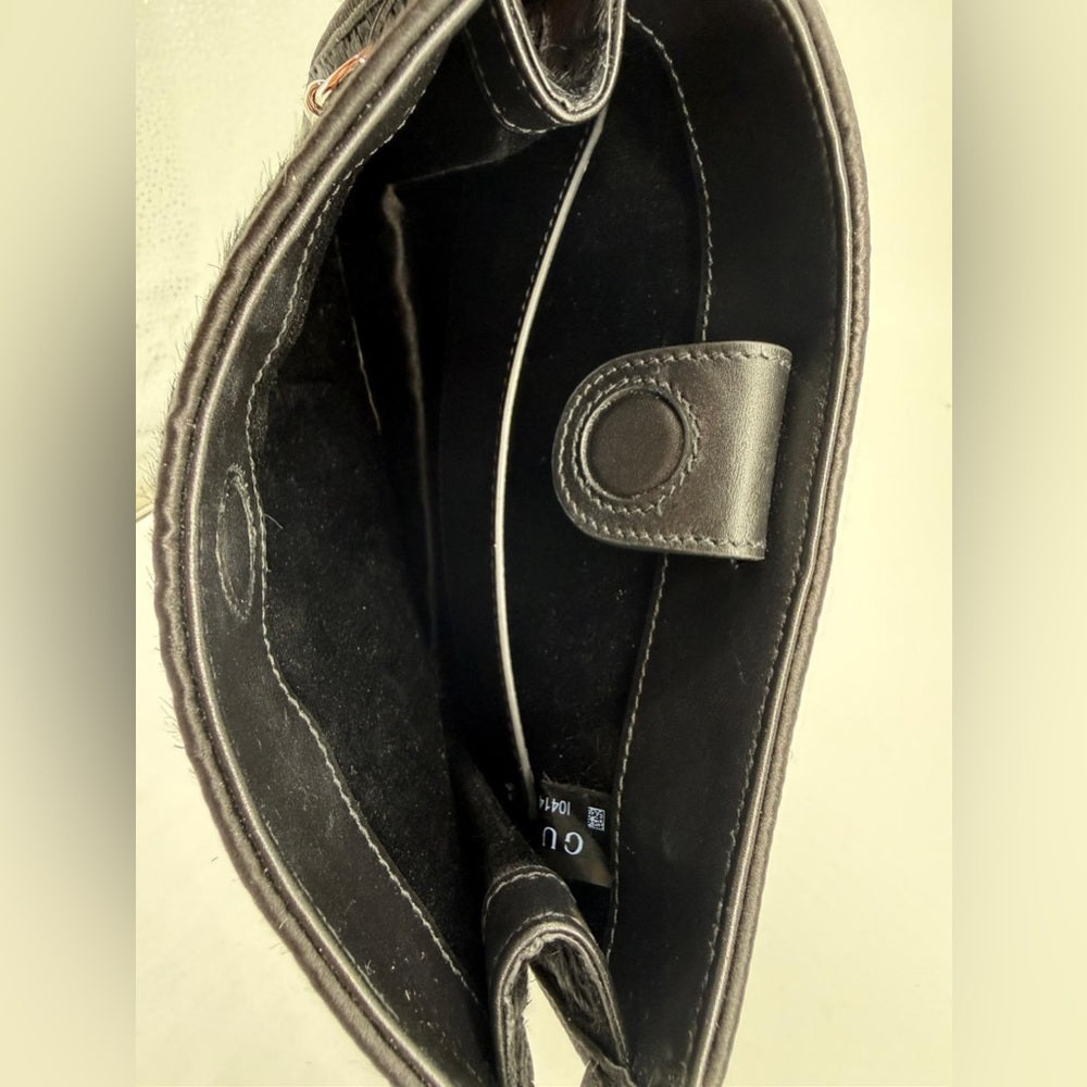 Gucci Calf Hair Horsebit Slim Small Shoulder Bag Black