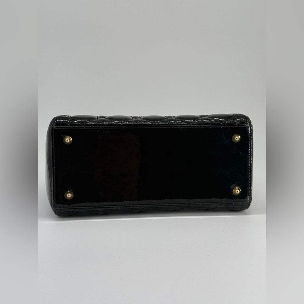 Christian Dior Medium Black Patent Cannage Bag