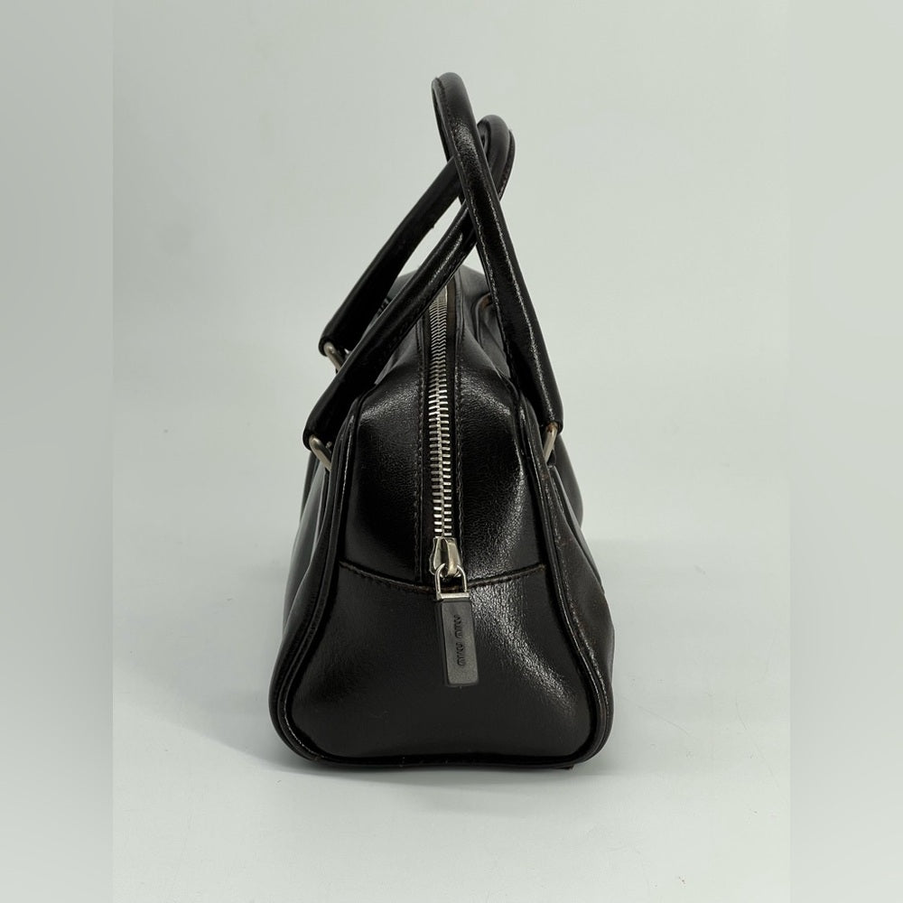 Miu Miu Mini Boston Brown Leather Handbag
