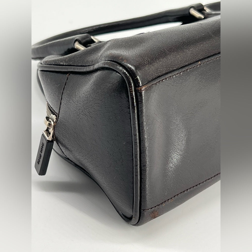 Miu Miu Mini Boston Brown Leather Handbag