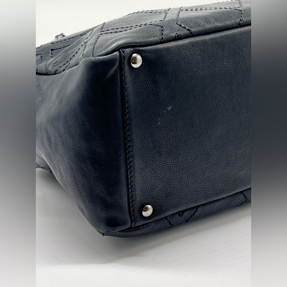 Chanel Stitch Bowler Crafted Black Calfskin Leather Shoulder Bag