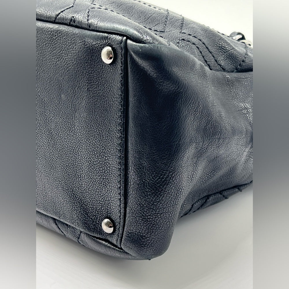 Chanel Stitch Bowler Crafted Black Calfskin Leather Shoulder Bag