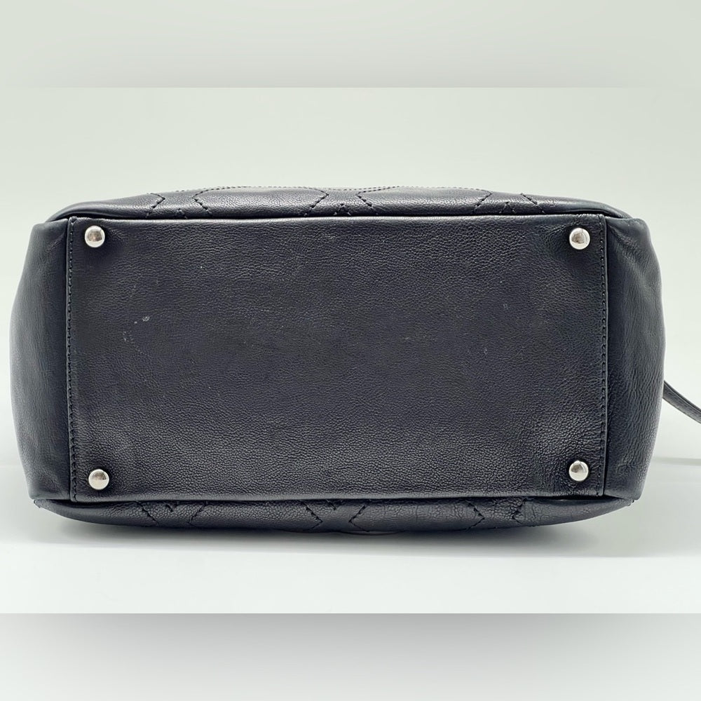 Chanel Stitch Bowler Crafted Black Calfskin Leather Shoulder Bag