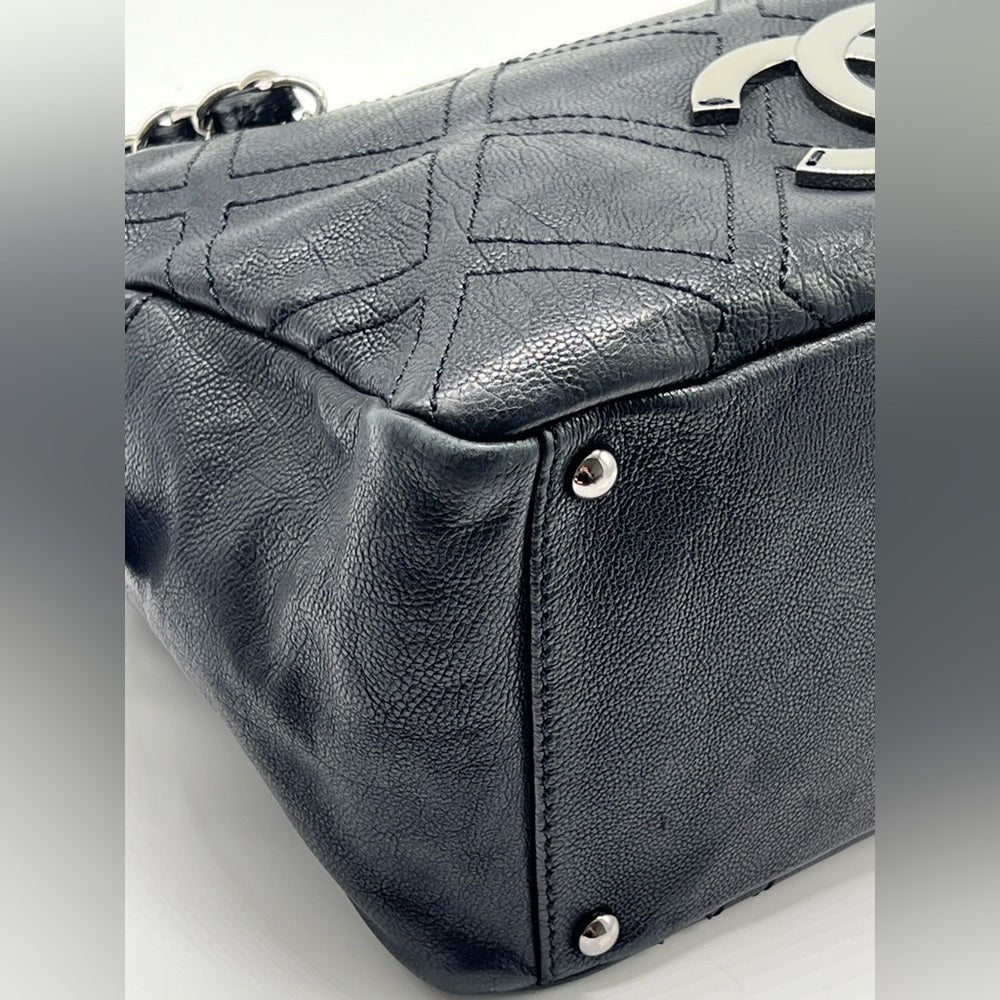 Chanel Stitch Bowler Crafted Black Calfskin Leather Shoulder Bag