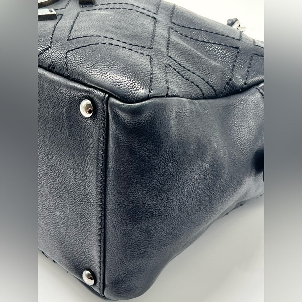 Chanel Stitch Bowler Crafted Black Calfskin Leather Shoulder Bag