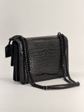 SAINT LAURENT Calfskin Crocodile Embossed Medium Monogram Sunset Black