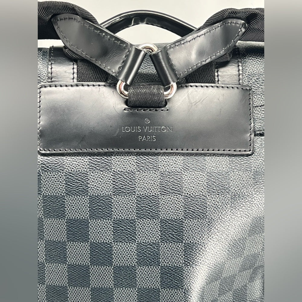 Louis Vuitton Christopher Damier Graphite Monogram Canvas Black Leather Backpack