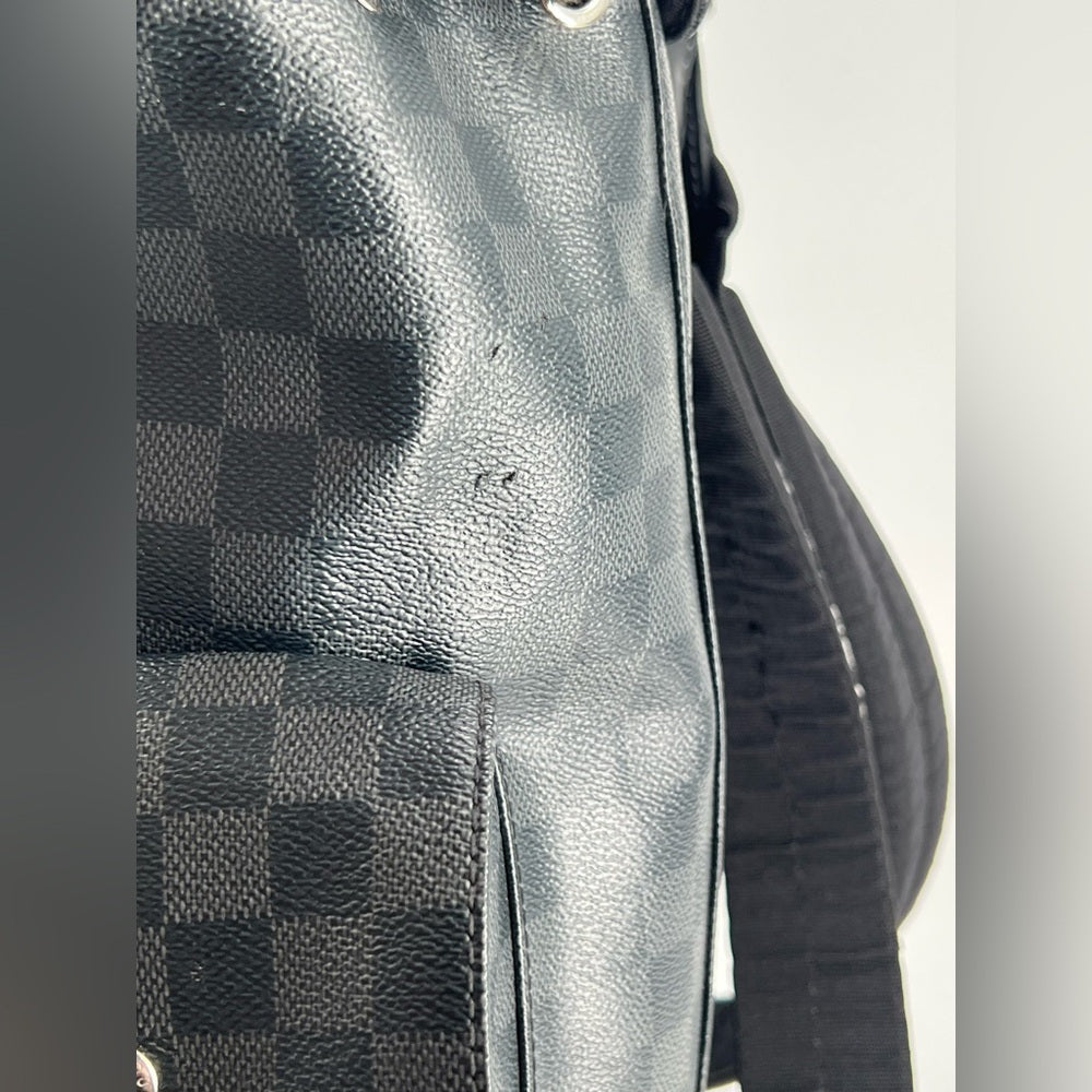 Louis Vuitton Christopher Damier Graphite Monogram Canvas Black Leather Backpack