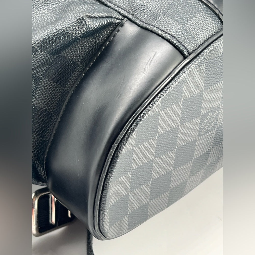 Louis Vuitton Christopher Damier Graphite Monogram Canvas Black Leather Backpack
