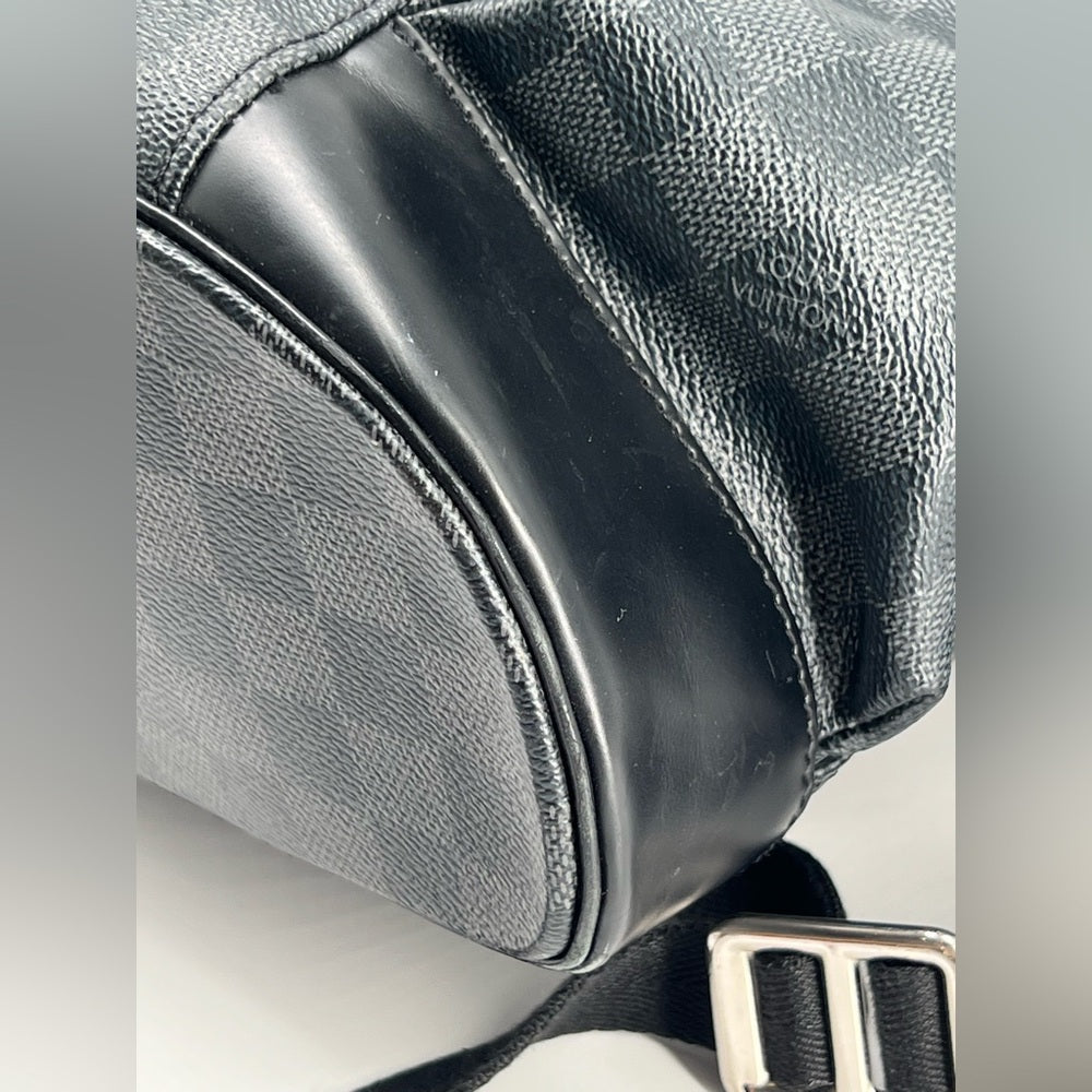 Louis Vuitton Christopher Damier Graphite Monogram Canvas Black Leather Backpack