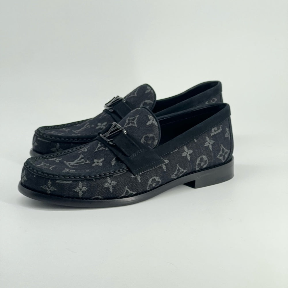 Louis Vuitton Major Loafers In Black Monogram Jacquard Fabric Men’s Shoes 6 1/2