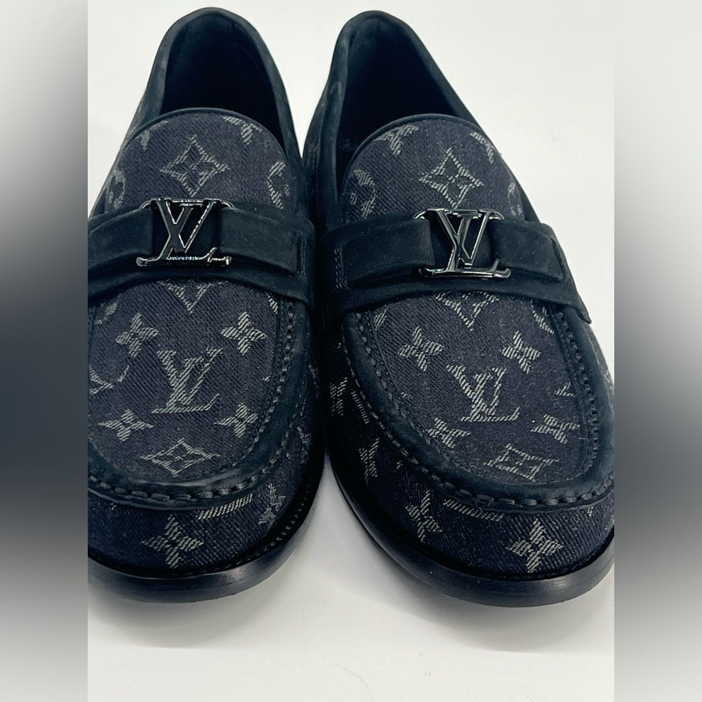 Louis Vuitton Major Loafers In Black Monogram Jacquard Fabric Men’s Shoes 6 1/2