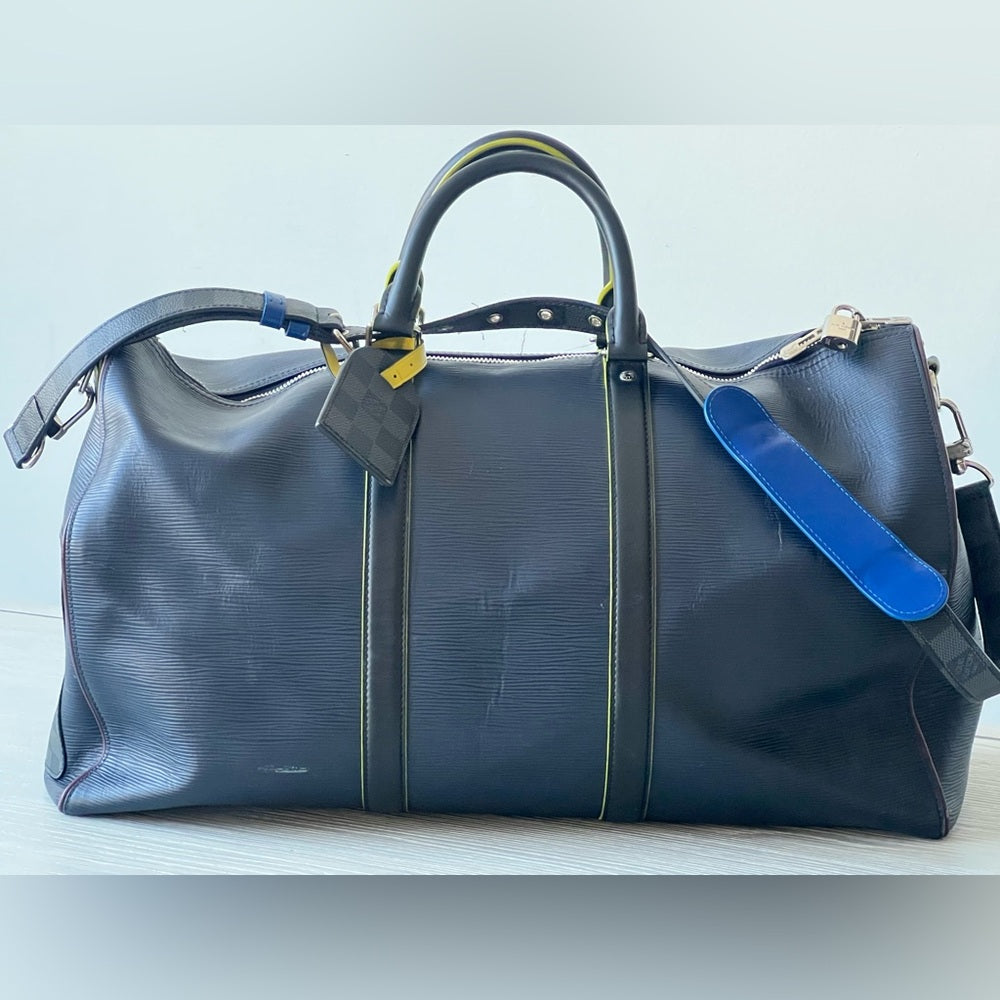 Louis Vuitton Marine Epi Damier Keepall Bandouliere 50 Duffel Bag