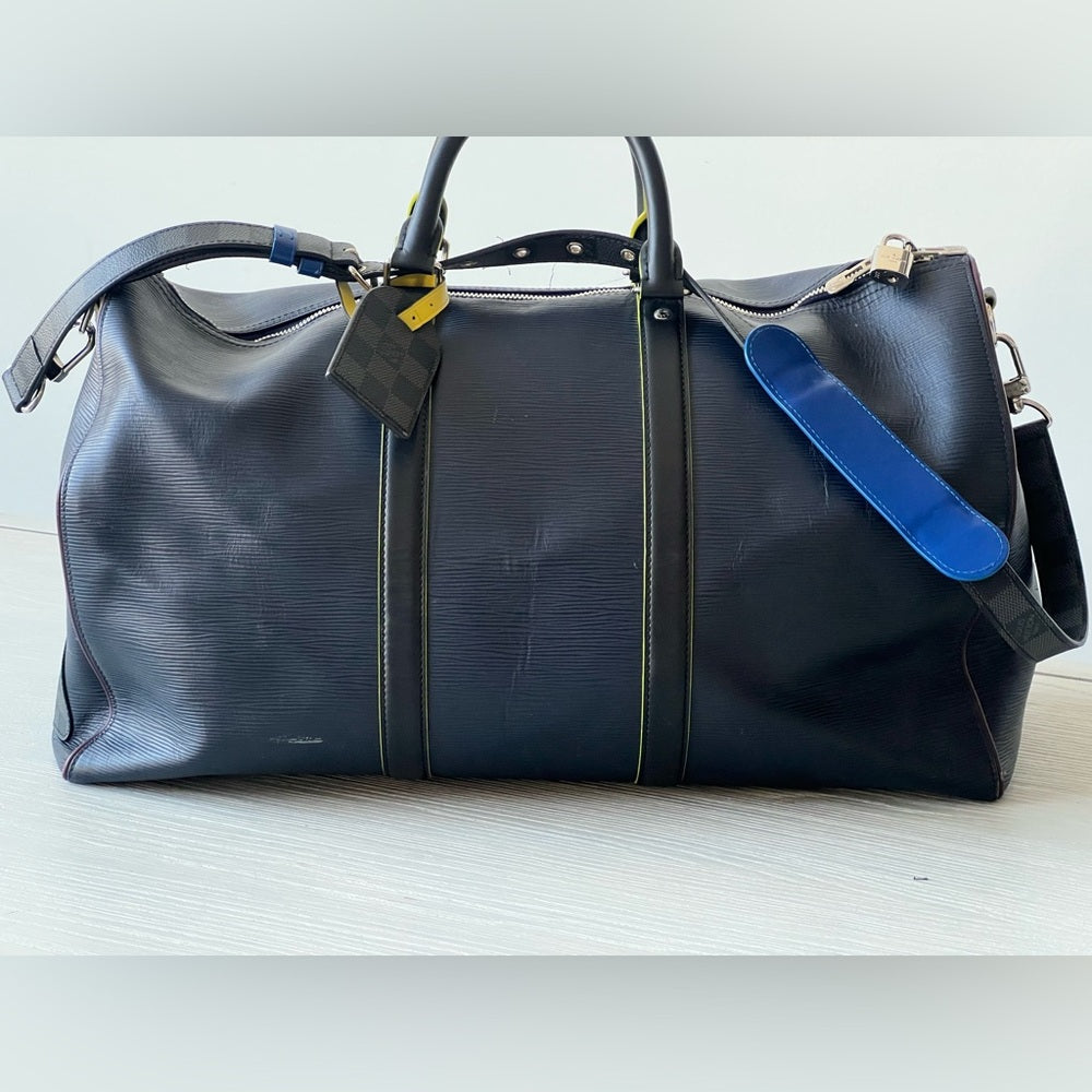Louis Vuitton Marine Epi Damier Keepall Bandouliere 50 Duffel Bag