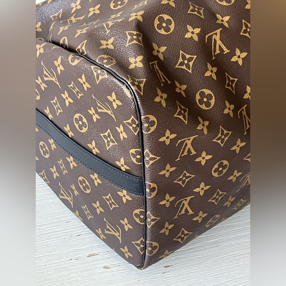 Louis Vuitton Keepall Bandouliere 55 Brown Monogram Macassar Canvas Duffel Bag